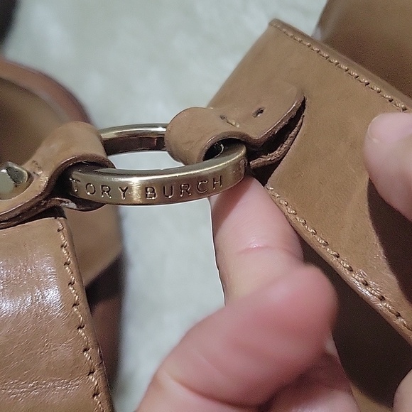 TORI BURCH Fletcher High Heels Brow Sandals. All Leather. Size 6. - Picture 5 of 17